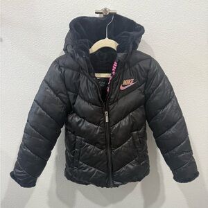 Nike Kids Black and Pink Puffer Jacket